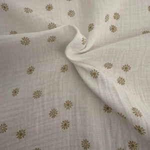 Mousseline Estampada Flores Douradas