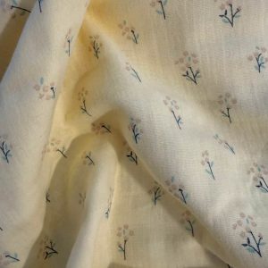 Mousseline Estampada Malmequer Amarelo Claro