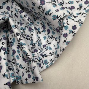 Popeline Flores Roxas e Azuis