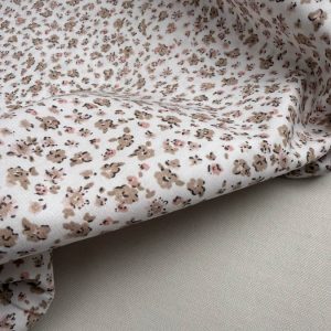 Popeline Flores Rosa e Bege